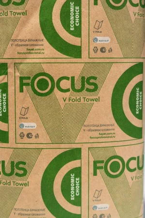 Хаят: Полотенца бумажные V 1сл 250л 23х23см ФОКУС ЭКО белые