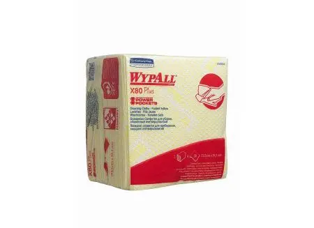 Kimberly-Clark: Салфетки Вайпол Х80 Плюс 1сл 34,5х33,5см желтые /пач.=30 шт.