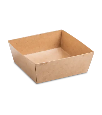 Фото №1 - Одноразовая продукция: Контейнер бумажный квадратный 550мл 128х128х49 крафт OSQ SMARTPACK 550 /пач.=50 шт.