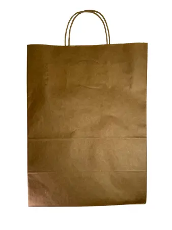 Одноразовая продукция: Пакет бумажный 260х150х350 с кручеными ручками крафт /пач.=300 шт.