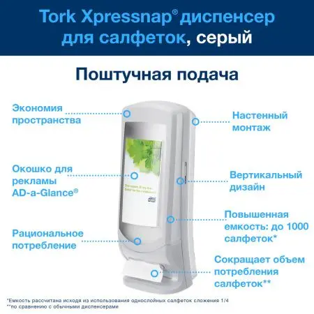 Tork: Диспенсер N4 Interfold для салфеток серый большой емкости на 900шт