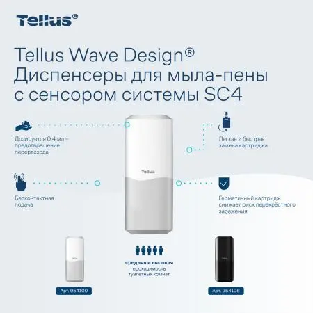 ТОРК: Tellus Мыло SC4 пена 1л Премиум Ультрамягкое прозрачное