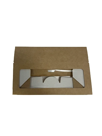 Фото №10 - Одноразовая продукция: Контейнер бумажный самосборный 500мл 170х70х40мм крафт с окном /пач.=250 шт.