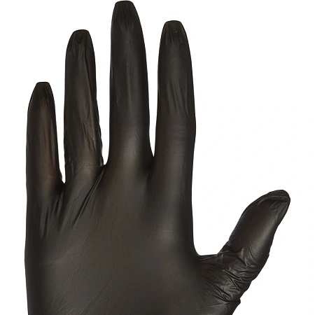 Фото №2 - Перчатки: виниловые M одноразовые неопудренные черные /пач.=100 шт.