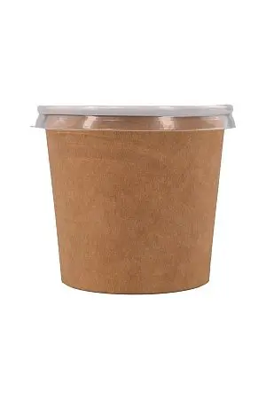 Фото №2 - Одноразовая продукция: Контейнер бумажный круглый 350мл d=95мм крафт /пач.=60 шт.