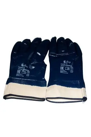 Перчатки: х/б с полным нитриловым покрытием, манжет крага