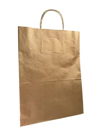 Одноразовая продукция: Пакет бумажный 260х150х350 с кручеными ручками крафт /пач.=300 шт.