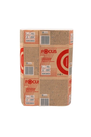 Фото №1 - Хаят: Полотенца бумажные Z 2сл 200л 21,5х24см ФОКУС Премиум белые в ПЭ