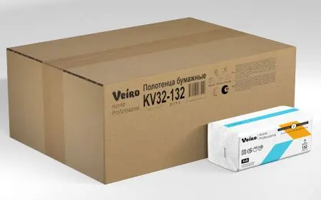 VEIRO: Полотенца бумажные V 2сл 132л 21х21,6см/21 Home (Soft Pack) белые