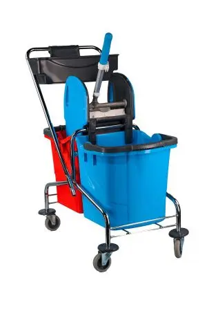 Вик: Тележка 2х25л металл хром+ отжим + дополнительная корзина