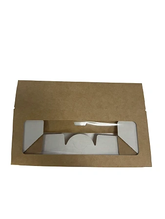 Фото №9 - Одноразовая продукция: Контейнер бумажный самосборный 500мл 170х70х40мм крафт с окном /пач.=250 шт.