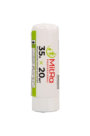 Мешки для мусора: 35л 50х60 ПНД 11мкм Митра/Паклан белые /рул.=20 шт.