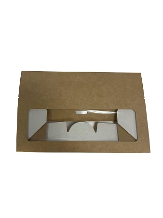 Фото №11 - Одноразовая продукция: Контейнер бумажный самосборный 500мл 170х70х40мм крафт с окном /пач.=250 шт.