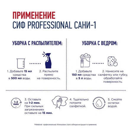 Чистящее средство: СИФ Professional 1л САНИ-1 кислотное от налета и ржавчины концентрат