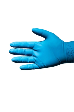 Перчатки: латексные Dermagrip High Risk L неопудренные нестерильные синие /пач.=50 шт.