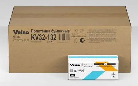 VEIRO: Полотенца бумажные V 2сл 132л 21х21,6см/21 Home (Soft Pack) белые