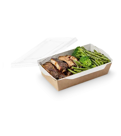 Фото №4 - Одноразовая продукция: Контейнер бумажный прямоугольный 800мл 186х209х106 крафт/белый OSQ OpSalad 800 /пач.=50 шт.