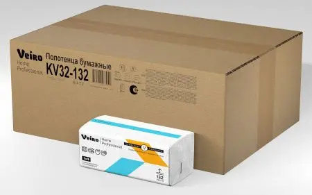 VEIRO: Полотенца бумажные V 2сл 132л 21х21,6см/21 Home (Soft Pack) белые