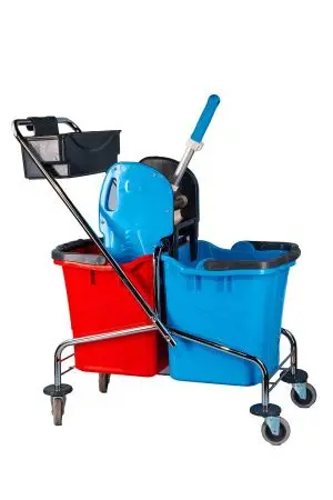 Вик: Тележка 2х25л металл хром+ отжим + дополнительная корзина