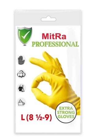 Перчатки: резиновые латексные MITRA L с хлопковым напылением