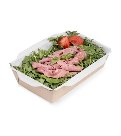 Фото №3 - Одноразовая продукция: Контейнер бумажный прямоугольный 800мл 186х209х106 крафт/белый OSQ OpSalad 800 /пач.=50 шт.