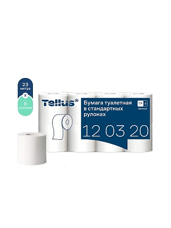 Фото №3 - ТОРК: Tellus Бумага туалетная T4 Премиум 2сл 23м белая /пач.=8 шт.