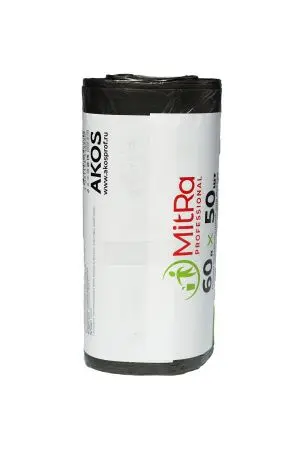 Мешки для мусора: 60л 60х80 ПНД 6.7мкм Митра/Паклан черные /рул.=50 шт.