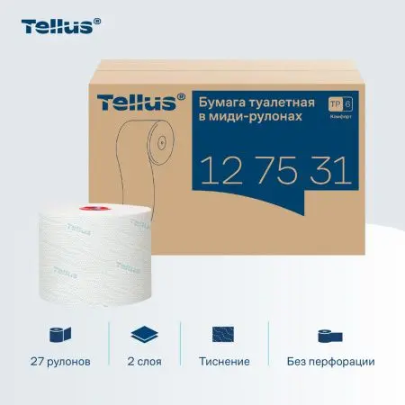 ТОРК: Tellus Бумага туалетная T6 Комфорт 2сл 100м/9,9 компактный рулон белая
