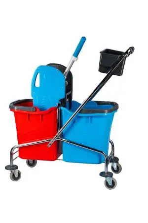 Вик: Тележка 2х25л металл хром+ отжим + дополнительная корзина