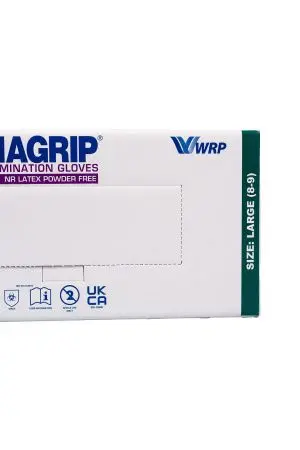 Перчатки: латексные Dermagrip High Risk L неопудренные нестерильные синие /пач.=50 шт.