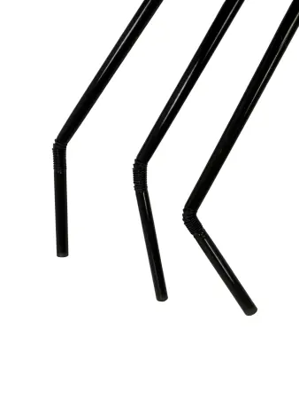 Одноразовая продукция: Трубочки для коктейля с изгибом 5х240мм черные /пач.=1000 шт.