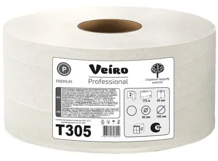 VEIRO: Бумага туалетная 2сл 170м/9,2 Premium белый